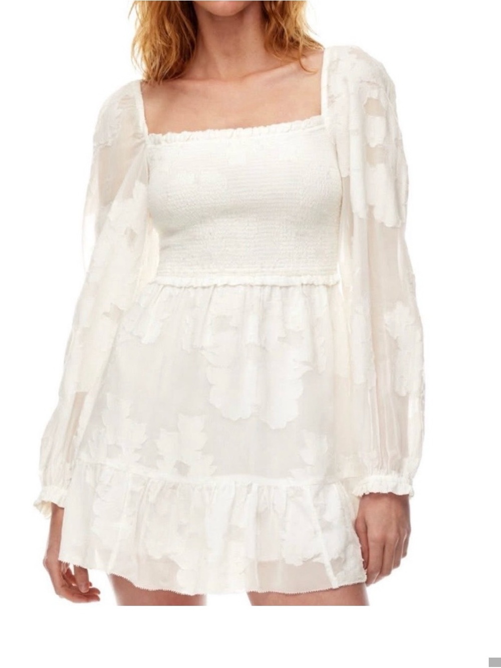 Aritzia Wilfred white birch floral pattern Babydoll Mini Dress BRAND NEW NWT